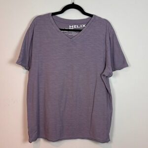 Helix Mens 100% Cotton Distressed purple Short Sleeve Tee Size XL Casual Comfort